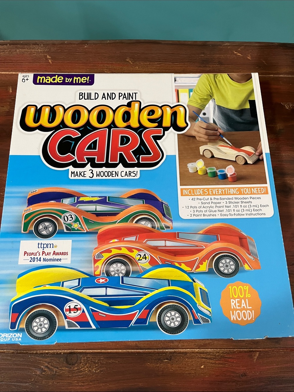 made by me! Wooden Cars Build & Paint Kit — Blue, Red, Yellow